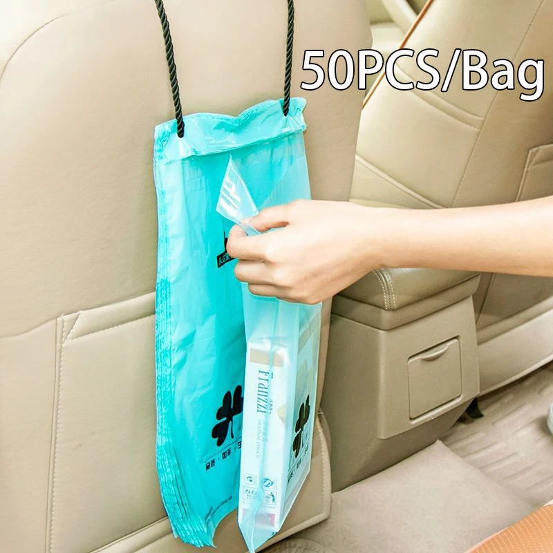 Premium 50Pcs/Bag Hanging Disposable Storage Cleaning Bag Hanging Car Garbage Bag Car Trash Can Garbage Bag For Car Interior Accessories for Cars, Trucks & SUVs