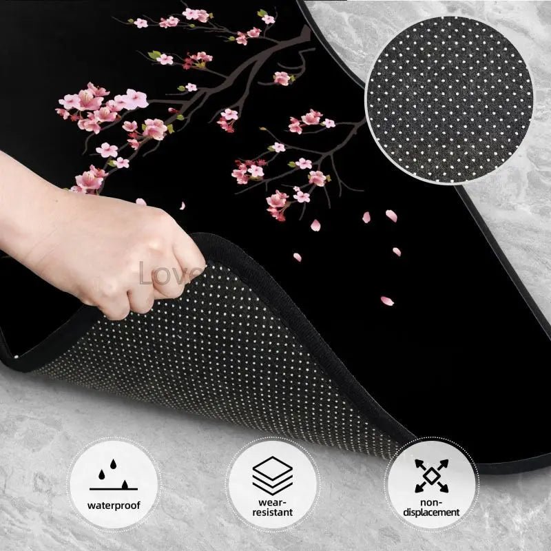 Premium Japanese Sakura Cherry Blossoms Floor Mats Of 4 Pieces Car Front And Rear Foot Mat With Rubber Backing Car Accessories Universal for Cars, Trucks & SUVs