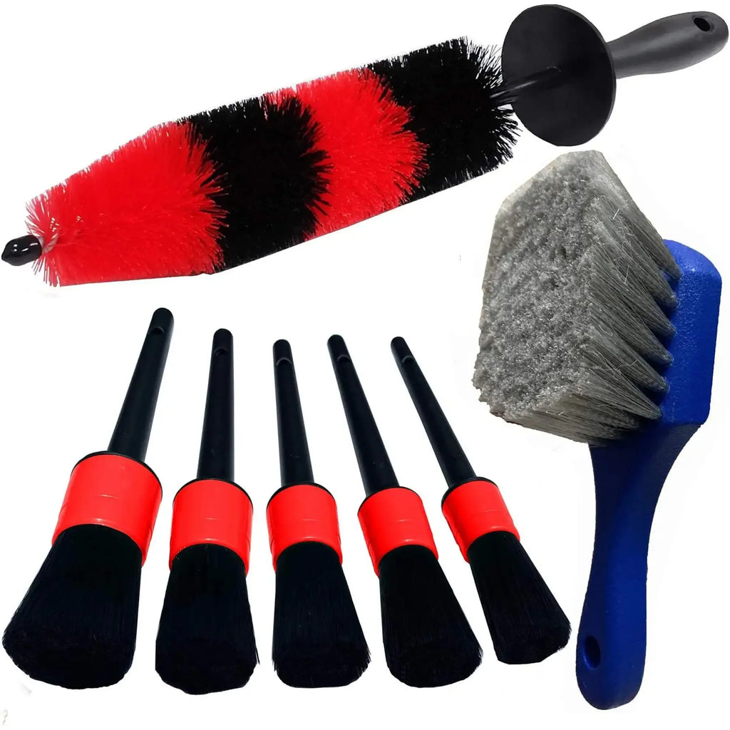 Premium Untior Wheel Tire Brush Set Long Soft Bristle Detail Brushes Microfiber Cleaning Cloth For Cleaning Wheel Car Detailing Kit for Cars, Trucks & SUVs