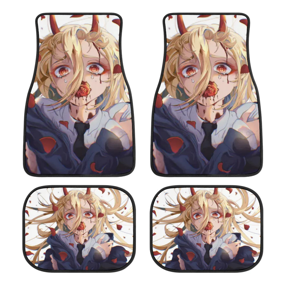 Premium Anime Chainsaw Man Universal Fit Front/Rear 4 Pcs Horrible Full Set Print Custom Design Carpet Car Suv Truck Floor Mats Doormat for Cars, Trucks & SUVs
