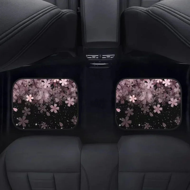 Premium Pink Cherry Blossom Sakura Auto Interior Carpet Floor Mats For Car Auto Universal Fit Front Rear Full Interior Auto for Cars, Trucks & SUVs