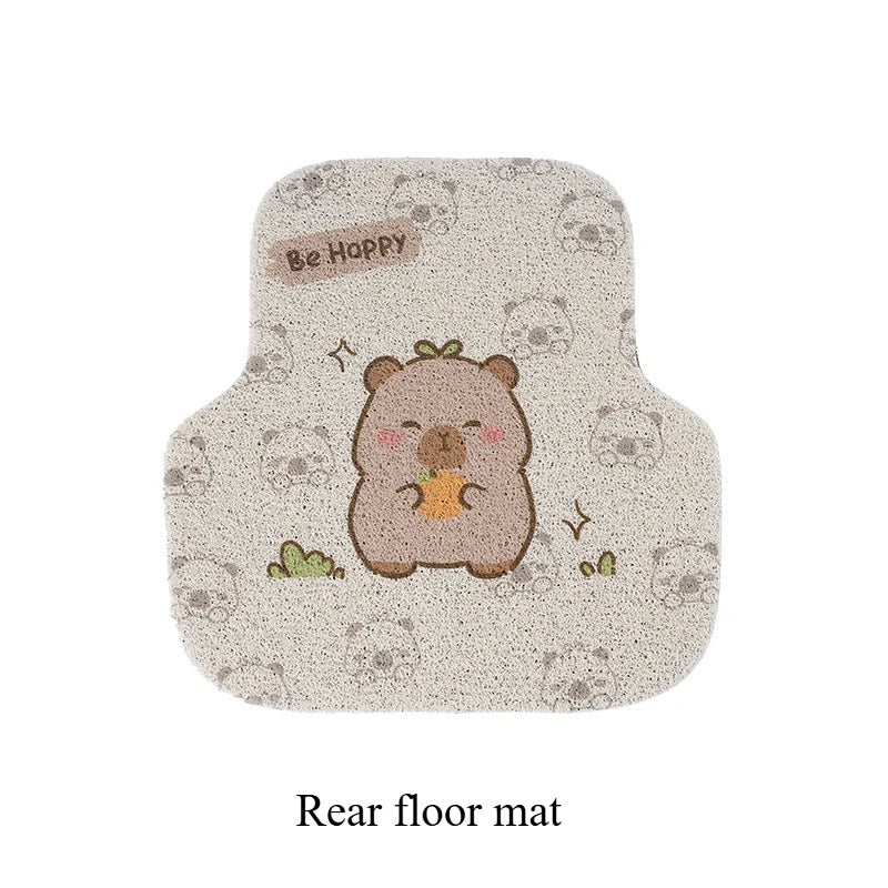 Premium Capybara Cute Cartoon Car Floor Mat Anti Slip Dirt Resistant Universal Silk Ring Foot Mat For Vehicle Interior Protection for Cars, Trucks & SUVs