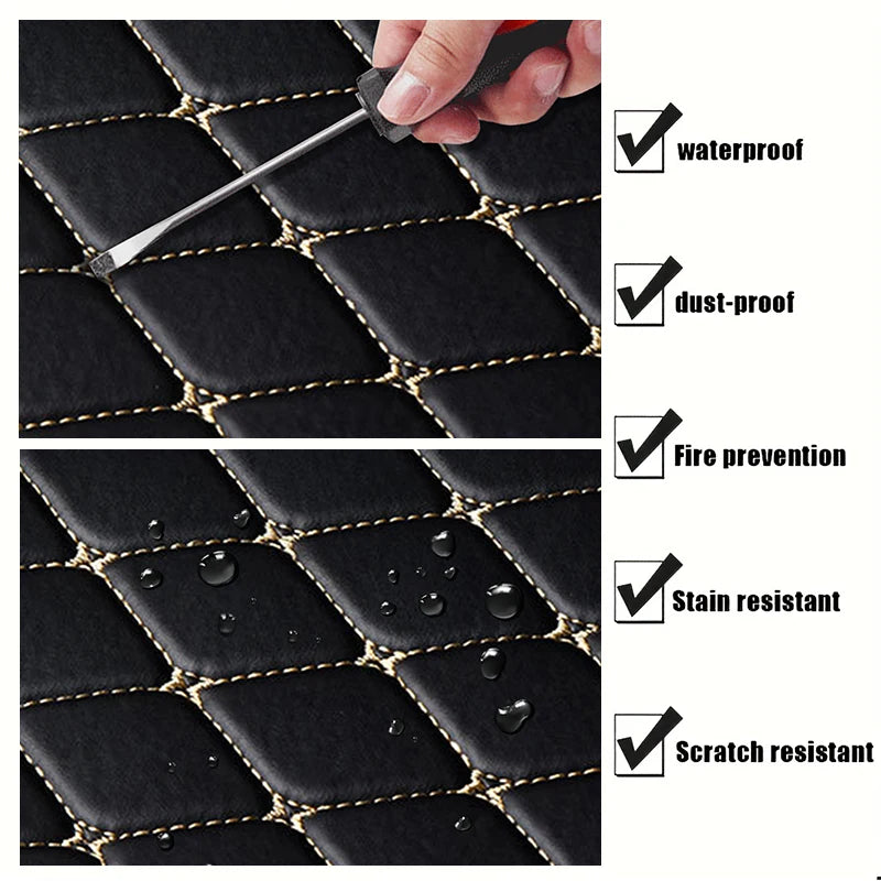 Premium 5Pcs Car Floor Mats Pu Leather Waterproof Auto Foot Pad Protector Pads Fashion Universal Car Carpet Cushion For All Seasons for Cars, Trucks & SUVs