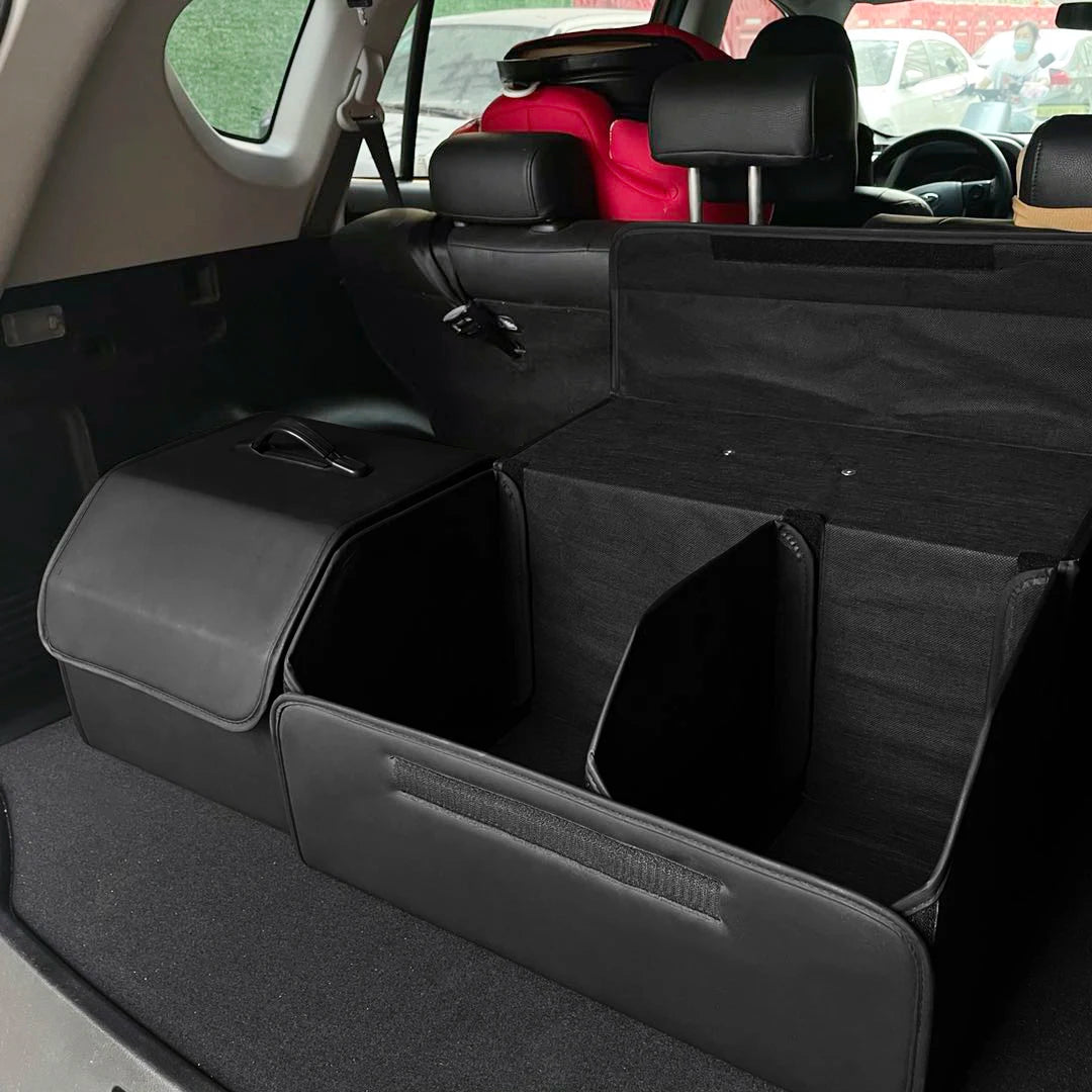 Premium Storage Box Pu Leather Multipurpose Collapsible Car Trunk Storage Organizer Car Trunk Organizer Stowing Tidying Auto Accessories for Cars, Trucks & SUVs