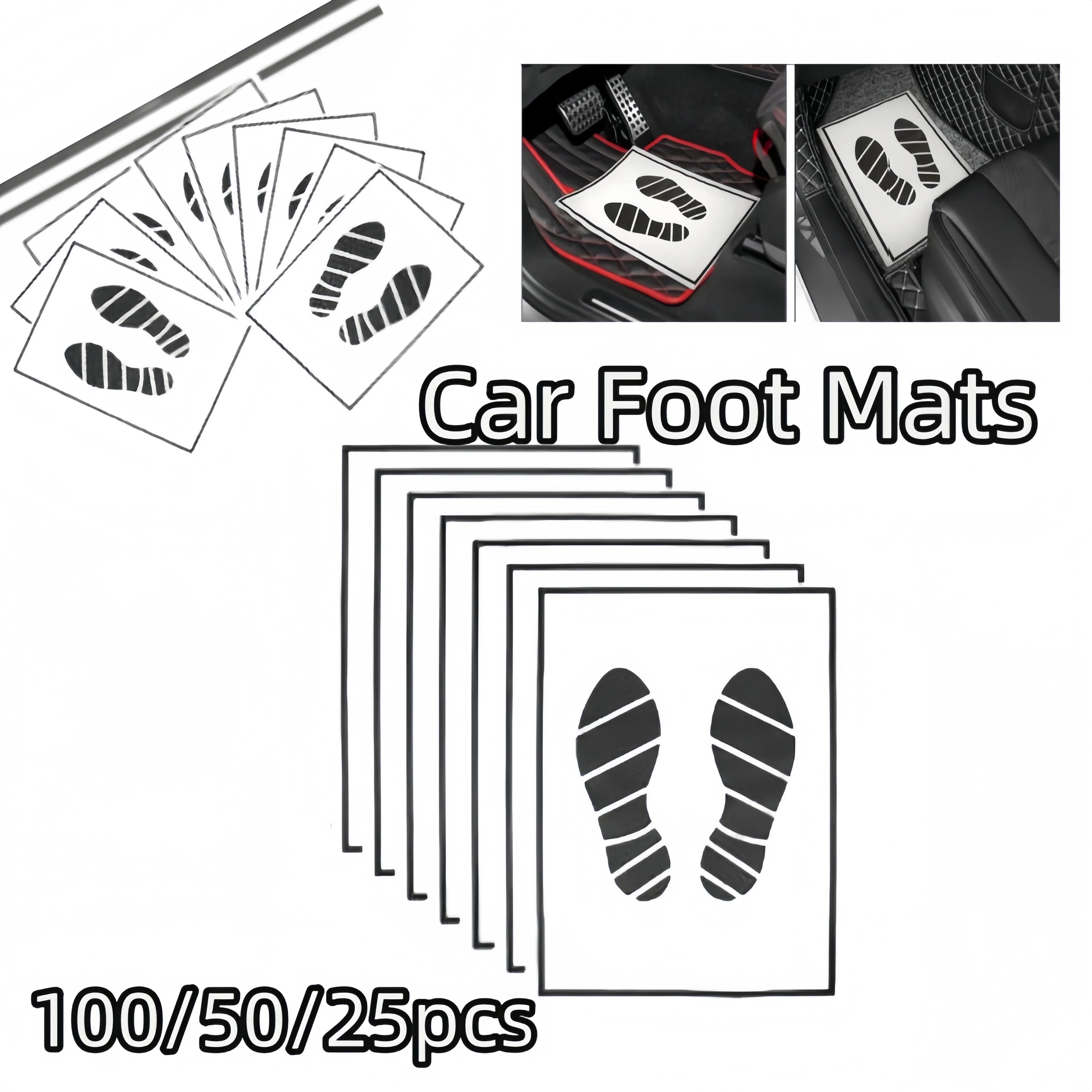 Premium Waterproof Disposable Car Floor Mats 100/50/25Pcs  Anti Slip Paper Anti Dirty Floor Mats Vehicle Protection Interior Accessories for Cars, Trucks & SUVs
