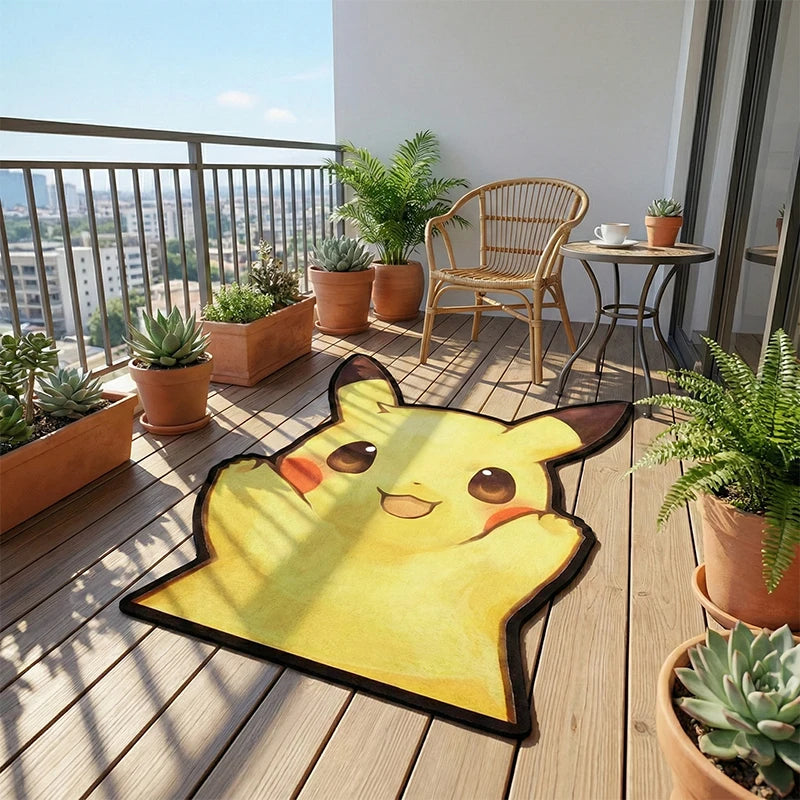 Premium Pokemon Pikachu Rug Anime Cartoon Mat Shaped Floor Carpet Non Slip Soft Watercolor Style Kids Room Bedroom Livingroom Decor Gift for Cars, Trucks & SUVs