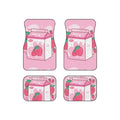 Premium Tasty Strawberry Milk Car Floor Mats, Cute Japanese Style Kawaii Anime Strawberry Milk Print Car Floor Mat, Japanese Girly Car D for Cars, Trucks & SUVs