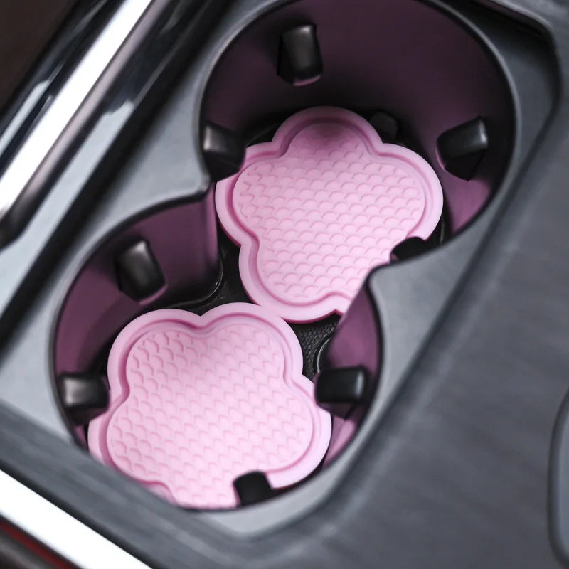 Premium 2Pcs Car Cup Coaster Flower Shaped Silicone Waterproof Non Slip Sift Proof Spill Saucer Car Interior Accessories for Cars, Trucks & SUVs