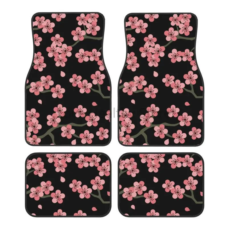 Premium Japanese Sakura Cherry Blossoms Floor Mats Of 4 Pieces Car Front And Rear Foot Mat With Rubber Backing Car Accessories Universal for Cars, Trucks & SUVs