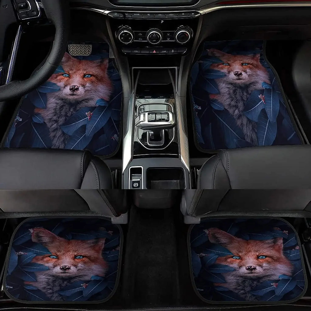 Premium Cute Fox Frog Animal Car Mats Universal Fit Car Floor Mats Fashion Soft Waterproof Car Carpet Front&Rear 4 Pieces Full Set Fit F for Cars, Trucks & SUVs