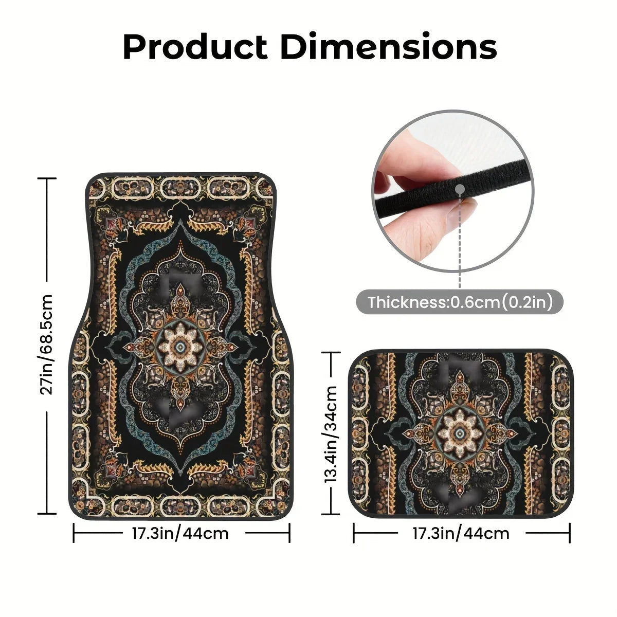 Premium 4 Pcs Car Floor Mats Bohemian Pattern European Ethnic Auto Rubber Carpet Universal Interior Accessories For Front And Rear Seats for Cars, Trucks & SUVs