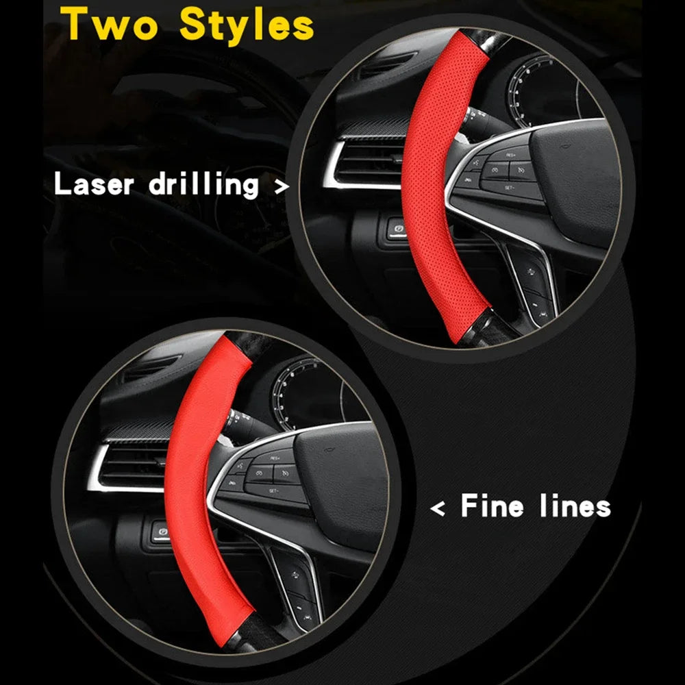 Premium Universal Car Steering Wheel Cover Carbon Fiber Leather Three Dimensional Anti Slip, Timple And Fashionable Car Accessories for Cars, Trucks & SUVs