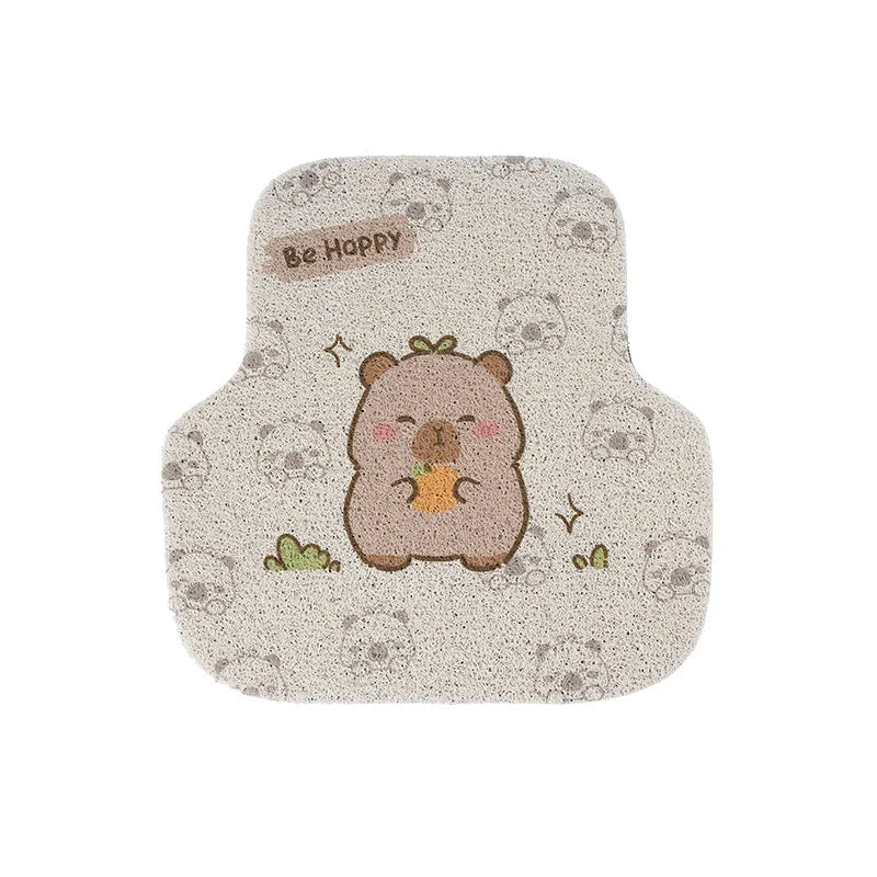 Premium Capybara Cute Cartoon Car Floor Mat Anti Slip Dirt Resistant Universal Silk Ring Foot Mat For Vehicle Interior Protection for Cars, Trucks & SUVs