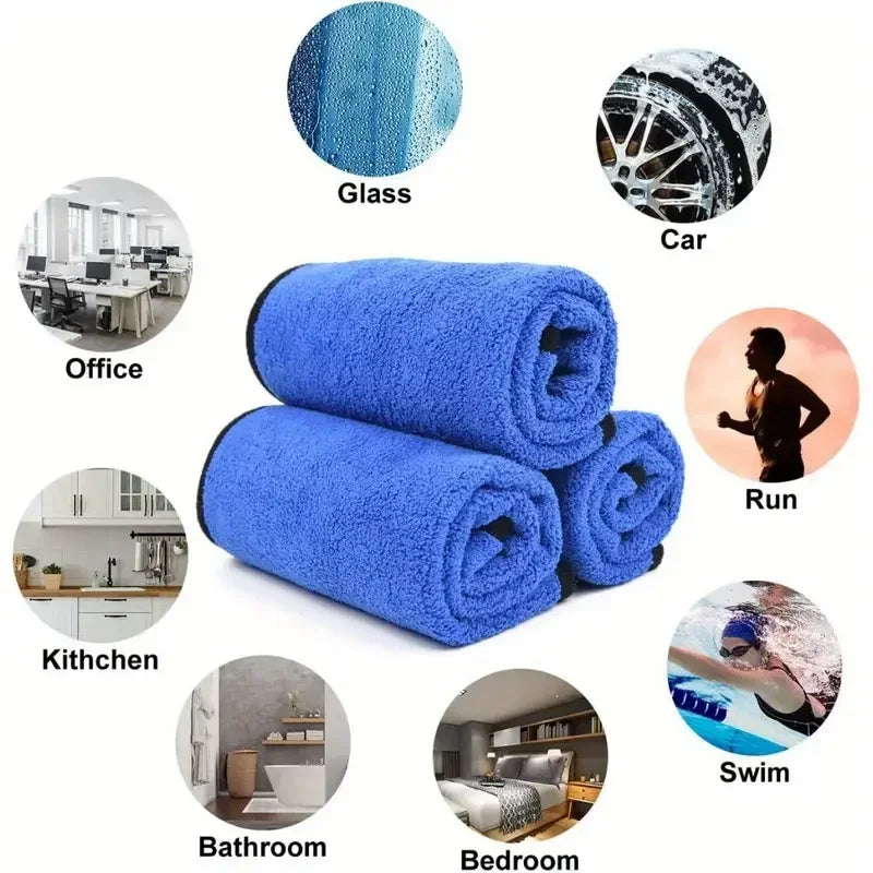 Premium 1 4Pcs Microfiber Car Washing Towel Soft Quick Drying Windows Mirrors Wiping Rags Home Double Layer Cleaning Cloths 500Gsm for Cars, Trucks & SUVs