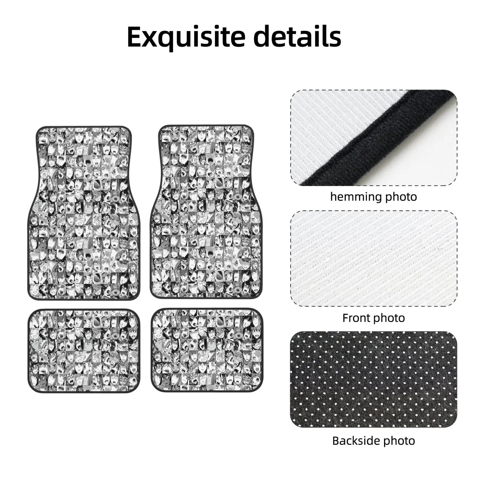 Premium Black Anime Girls Print 4Pcs Crystal Velvet Car Floor Mats Set Of Four Anti Fouling Car Mats Carpet Anti Slip Car Floor Mat for Cars, Trucks & SUVs