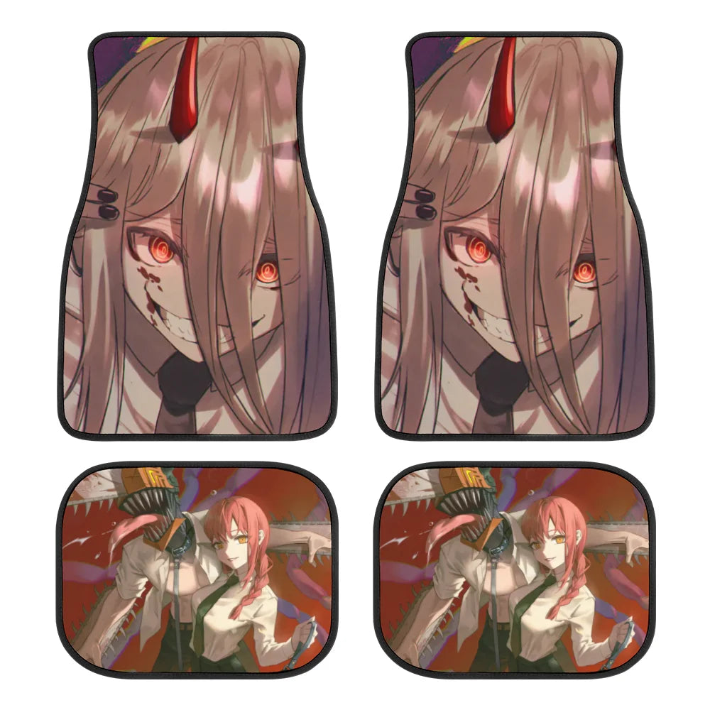Premium Anime Chainsaw Man Universal Fit Front/Rear 4 Pcs Horrible Full Set Print Custom Design Carpet Car Suv Truck Floor Mats Doormat for Cars, Trucks & SUVs