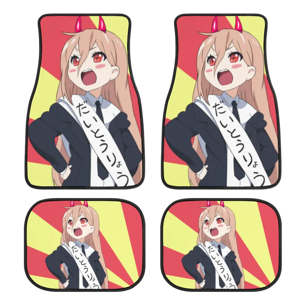 Premium Anime Chainsaw Man Universal Fit Front/Rear 4 Pcs Horrible Full Set Print Custom Design Carpet Car Suv Truck Floor Mats Doormat for Cars, Trucks & SUVs