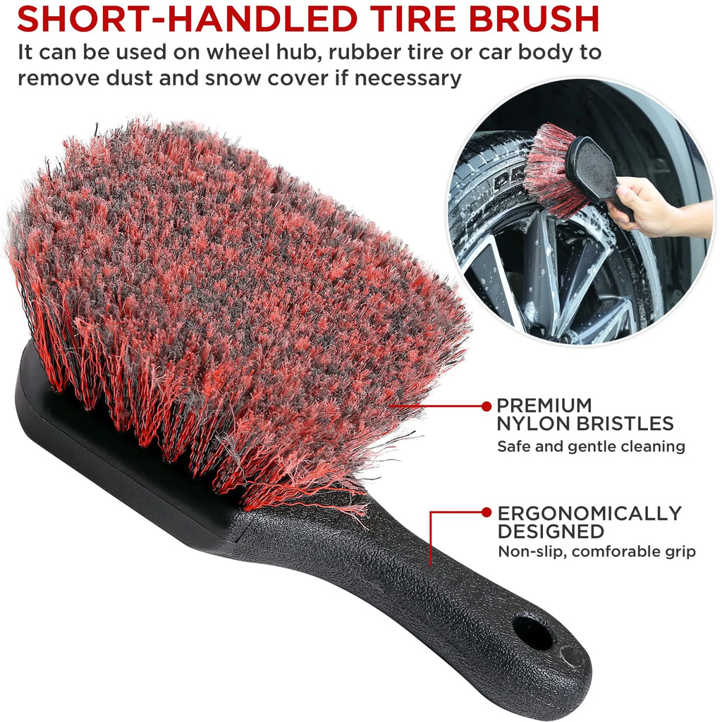 Premium Untior Wheel Tire Brush Set Long Soft Bristle Detail Brushes Microfiber Cleaning Cloth For Cleaning Wheel Car Detailing Kit for Cars, Trucks & SUVs