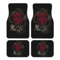 Premium Japanese Art Oni Mask Snake Car Floor Mat 4 Piece Set Suitable For All Car Floor Mat Accessories Crystal Velvet Floor Mats for Cars, Trucks & SUVs