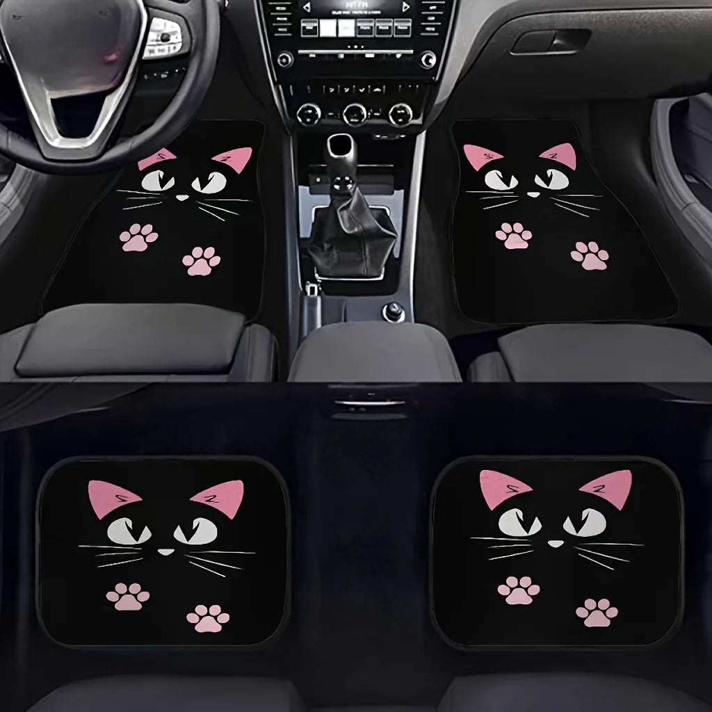 Premium 2/4Pcs Car Anti Skid Mats,Car Carpets,Cute Cartoon Cat Printed Car Floor Mats,Suitable For The Front And Rear Seats Of Most Cars for Cars, Trucks & SUVs