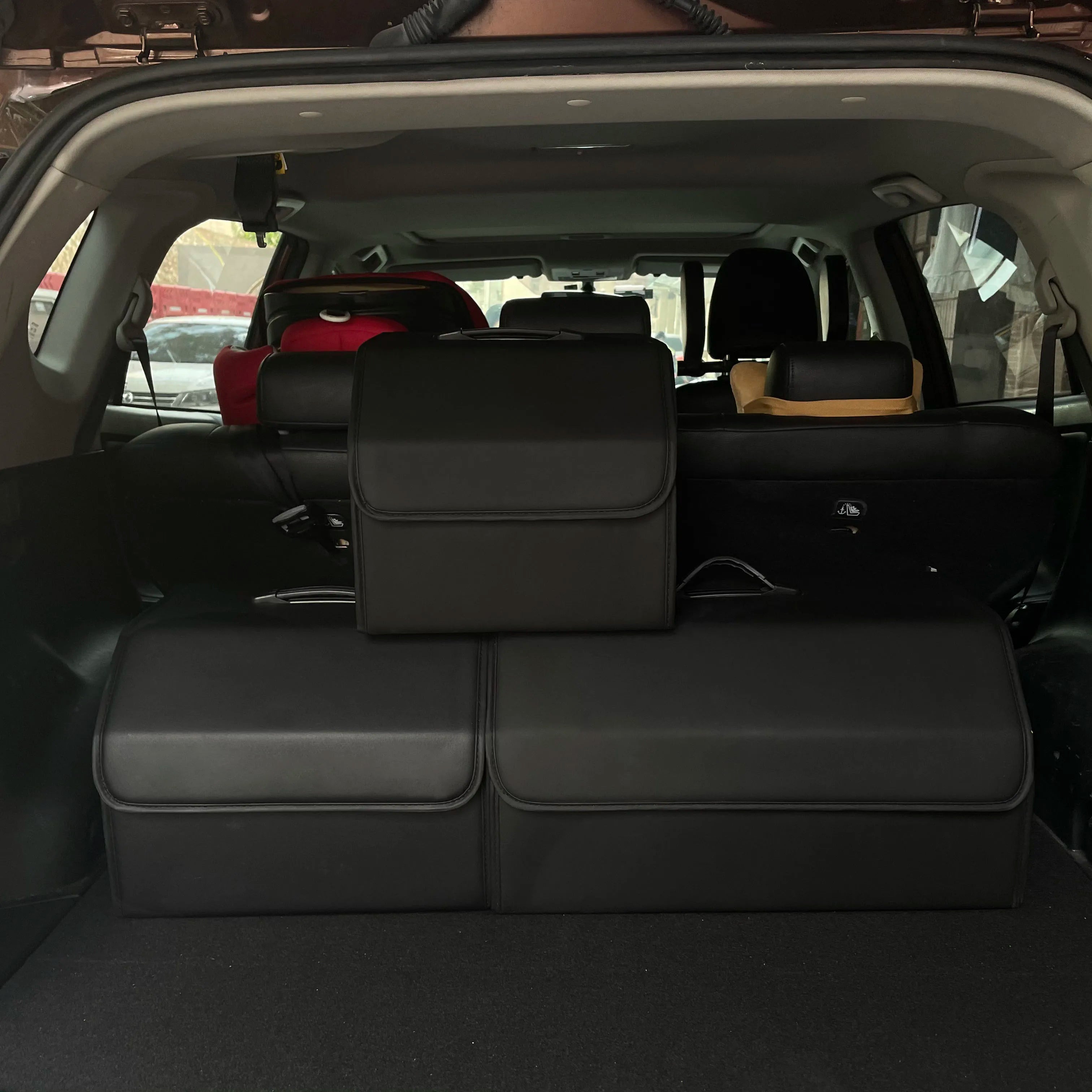 Premium Storage Box Pu Leather Multipurpose Collapsible Car Trunk Storage Organizer Car Trunk Organizer Stowing Tidying Auto Accessories for Cars, Trucks & SUVs