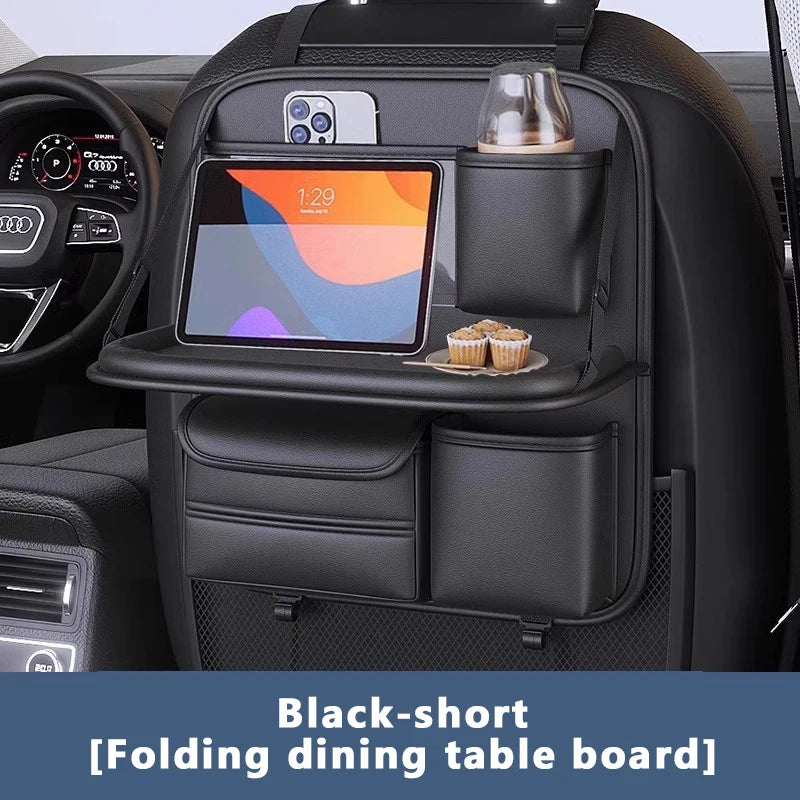 Premium Seametal Car Seat Back Storage Bag Large Capacity Multi Pocket Backseat Organizer Foldable Dining Table Tablet Tray Hanging Bag for Cars, Trucks & SUVs