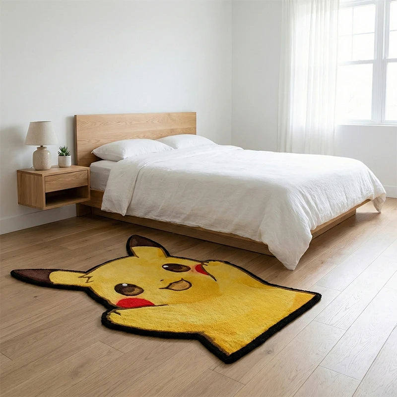 Premium Pokemon Pikachu Rug Anime Cartoon Mat Shaped Floor Carpet Non Slip Soft Watercolor Style Kids Room Bedroom Livingroom Decor Gift for Cars, Trucks & SUVs
