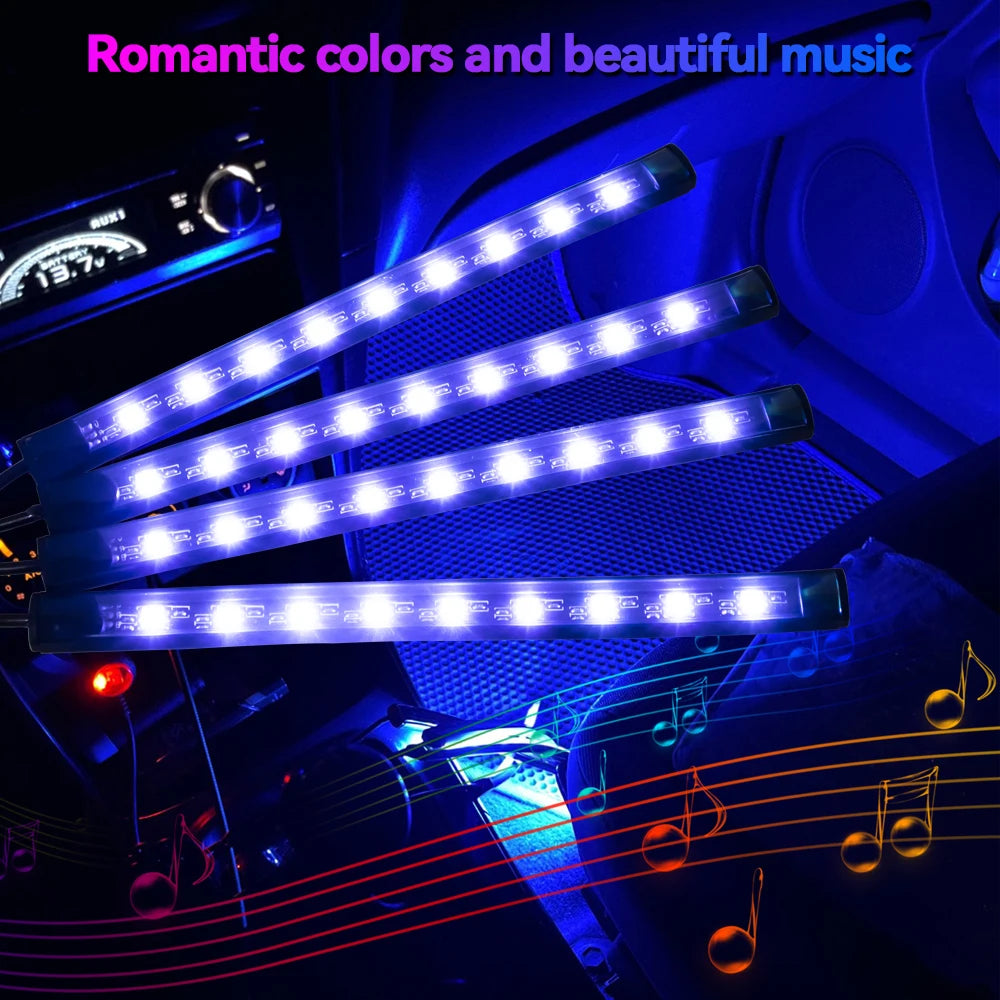 Premium Neon 48 72 Led Car Interior Ambient Foot Light With Usb Wireless Remote Music App Control Auto Rgb Atmosphere Decorative Lamps for Cars, Trucks & SUVs