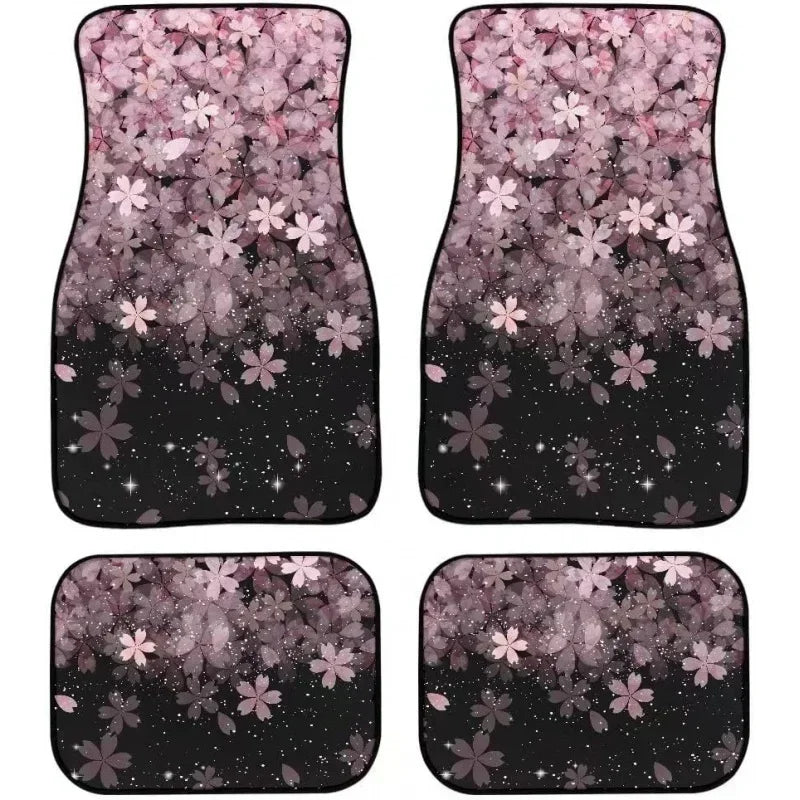 Premium Pink Cherry Blossom Sakura Auto Interior Carpet Floor Mats For Car Auto Universal Fit Front Rear Full Interior Auto for Cars, Trucks & SUVs