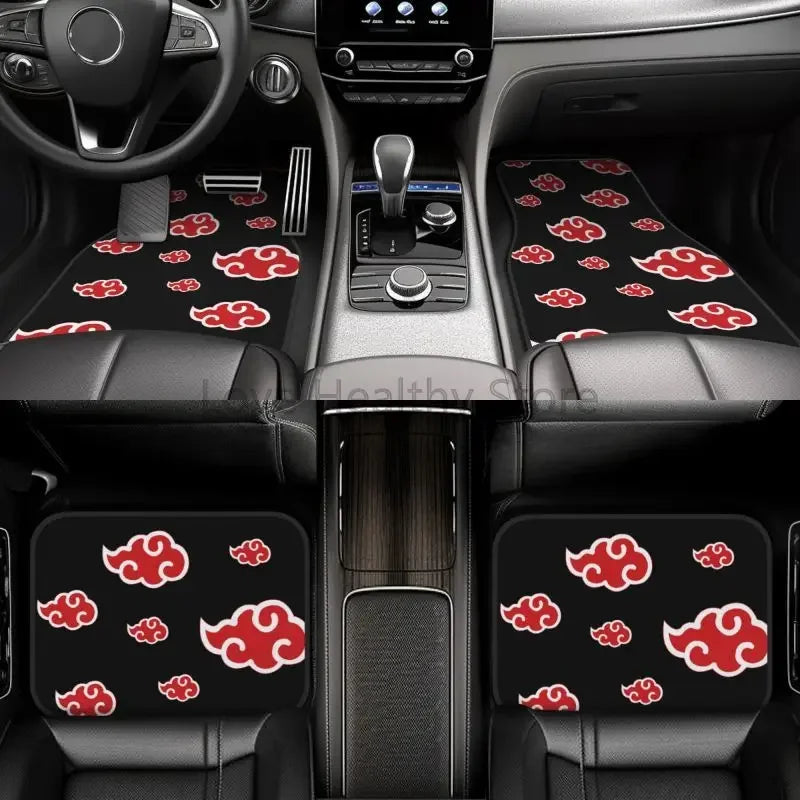 Premium Akatsuki Universal Japan Anime Car Floor Mats 4 Pieces Set Anti Slip Front And Rear Foot Mats Universal Car Accessories For Suv for Cars, Trucks & SUVs