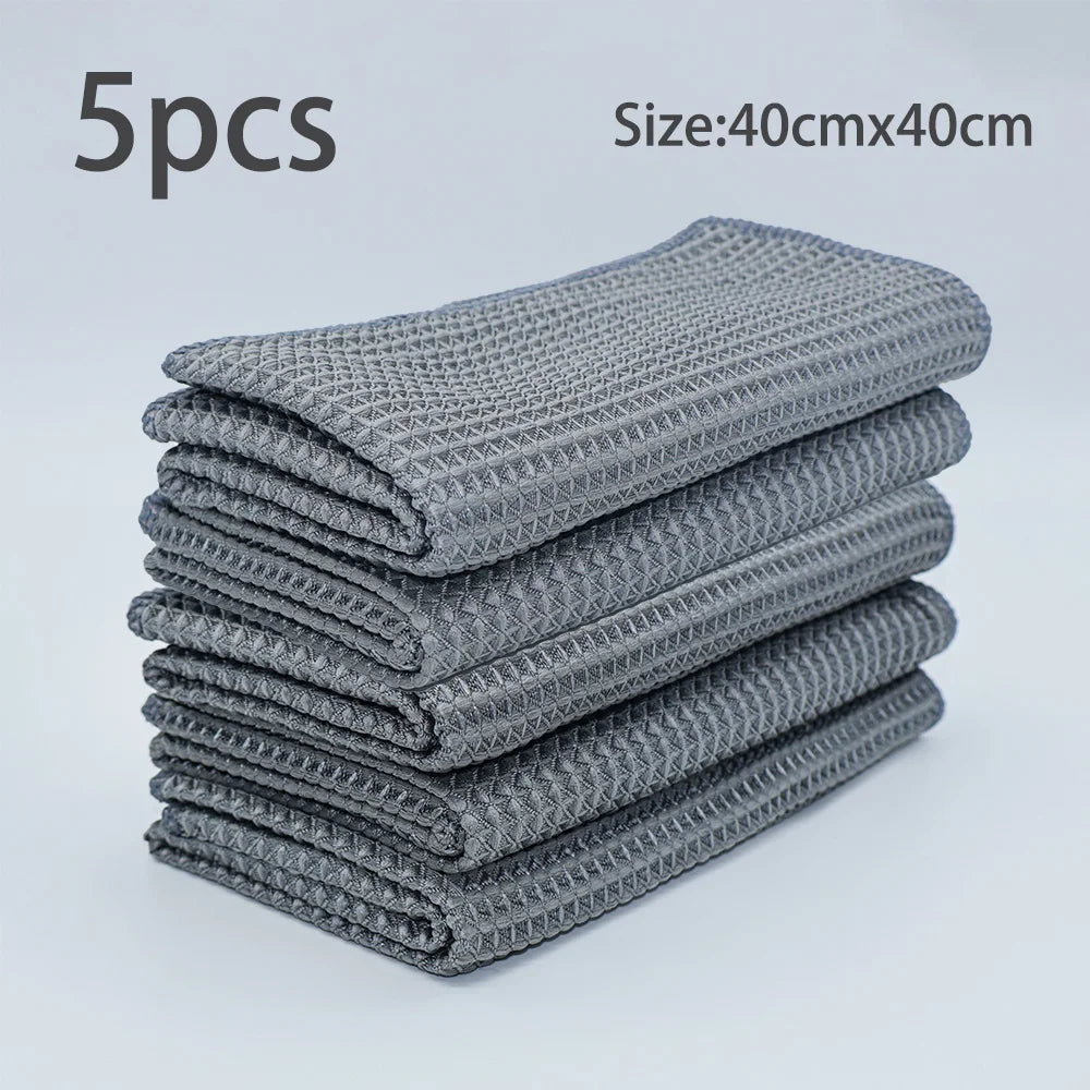 Premium Autobright 40X40Cm Glass Cleaning Towel Yellow Grey Wash Towels Car Detailing Drying Cloth Kitchenware Cleaning  Accessories for Cars, Trucks & SUVs