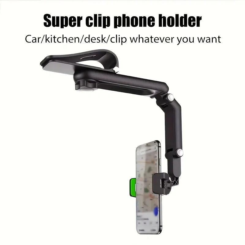 Premium 1/2Pcs Universal 1080° Rotatable Sun Visor Car Phone Holder, Durable Abs Material, Adjustable Mount For Bedroom, Kitchen for Cars, Trucks & SUVs