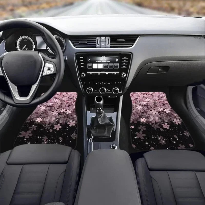 Premium Pink Cherry Blossom Sakura Auto Interior Carpet Floor Mats For Car Auto Universal Fit Front Rear Full Interior Auto for Cars, Trucks & SUVs