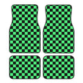 Premium Black Green Plaid Car Floor Mats Set Of 4 Geometric Checkered Plaid Pattern Vehicle Front And Rear Foot Mats Non Slip Carpets for Cars, Trucks & SUVs