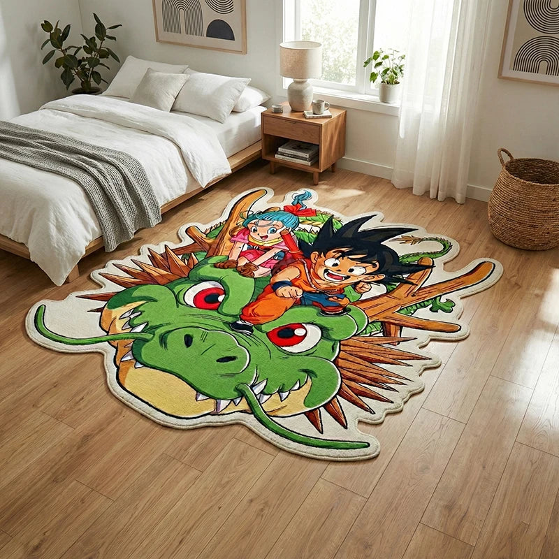 Premium Dragon Ball Rug Mat: Goku & Bulma Design Cozy Accent For Anime Themed Room Spaces for Cars, Trucks & SUVs