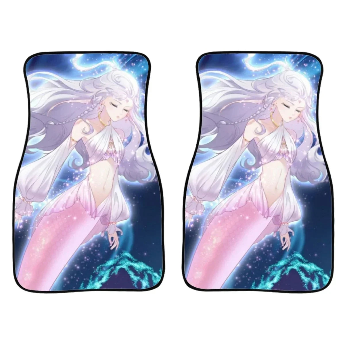 Premium New Arrivals Soft Car Floor Mats Anime Mermaid Forest Universal Fit Auto Carpet Set Of 2 Front Rear Liners Protector For Woman for Cars, Trucks & SUVs
