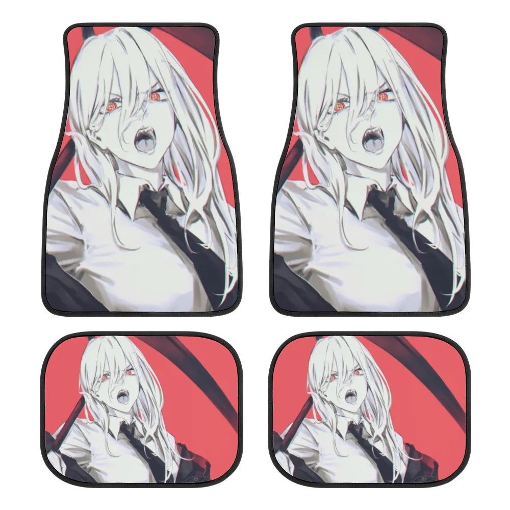 Premium Anime Chainsaw Man Universal Fit Front/Rear 4 Pcs Horrible Full Set Print Custom Design Carpet Car Suv Truck Floor Mats Doormat for Cars, Trucks & SUVs