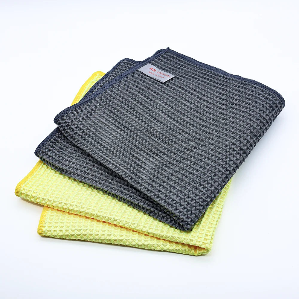Premium Autobright 40X40Cm Glass Cleaning Towel Yellow Grey Wash Towels Car Detailing Drying Cloth Kitchenware Cleaning  Accessories for Cars, Trucks & SUVs