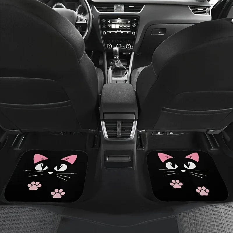 Premium 2/4Pcs Car Anti Skid Mats,Car Carpets,Cute Cartoon Cat Printed Car Floor Mats,Suitable For The Front And Rear Seats Of Most Cars for Cars, Trucks & SUVs