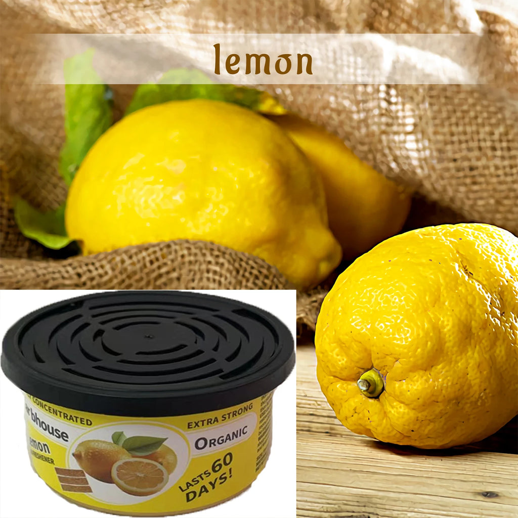 Premium Car Air Fresheners: Lemon Scent | Organic Cans | Odor Eliminator Essential | Long Lasting | Strong Fragrance | For Home Closet for Cars, Trucks & SUVs