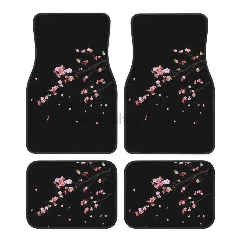 Premium Japanese Sakura Cherry Blossoms Floor Mats Of 4 Pieces Car Front And Rear Foot Mat With Rubber Backing Car Accessories Universal for Cars, Trucks & SUVs
