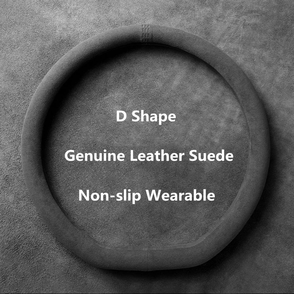 Premium Car Steering Wheel Covers Cowhide Suede Steering Wheel Cover Wrap Universal 37 38Cm Breathable Steering Covers Car Accessories for Cars, Trucks & SUVs