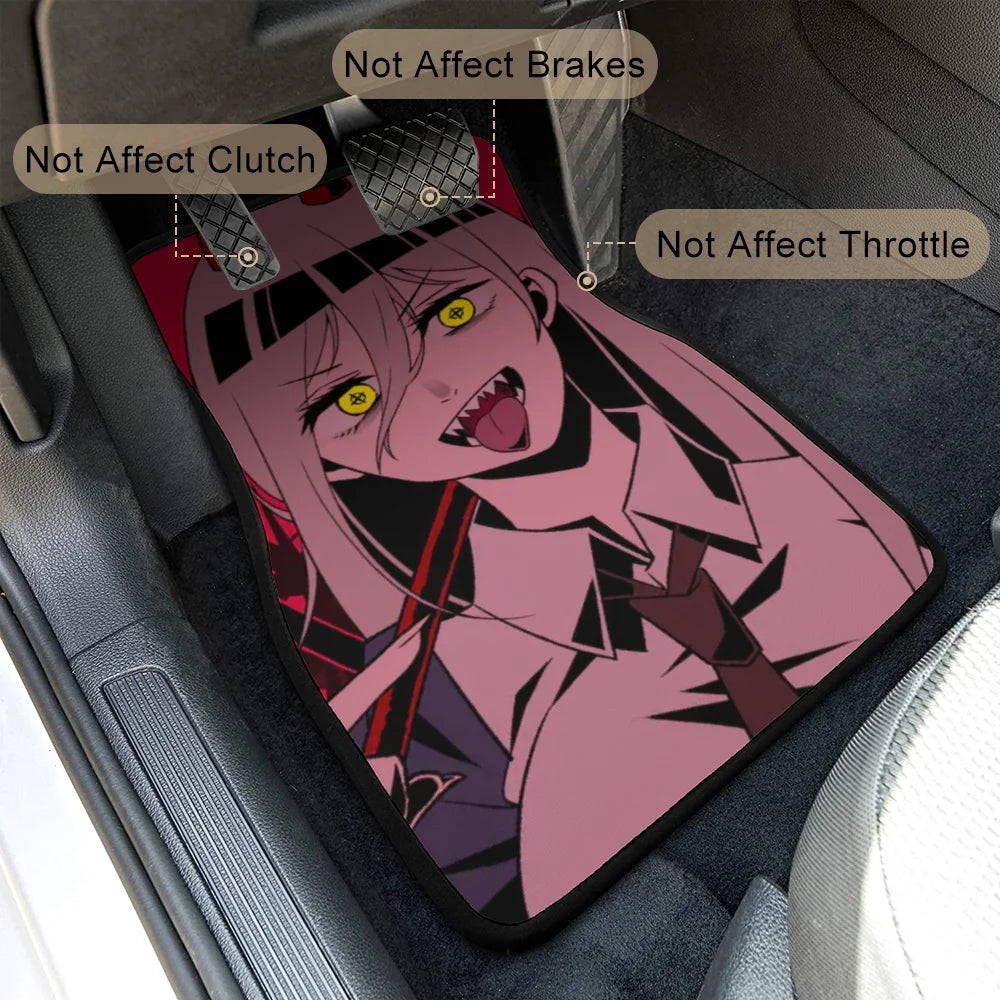 Premium Anime Chainsaw Man Universal Fit Front/Rear 4 Pcs Horrible Full Set Print Custom Design Carpet Car Suv Truck Floor Mats Doormat for Cars, Trucks & SUVs