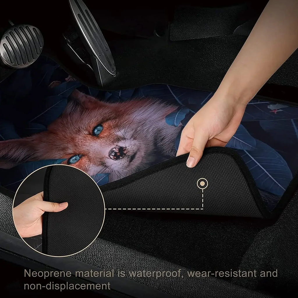 Premium Cute Fox Frog Animal Car Mats Universal Fit Car Floor Mats Fashion Soft Waterproof Car Carpet Front&Rear 4 Pieces Full Set Fit F for Cars, Trucks & SUVs