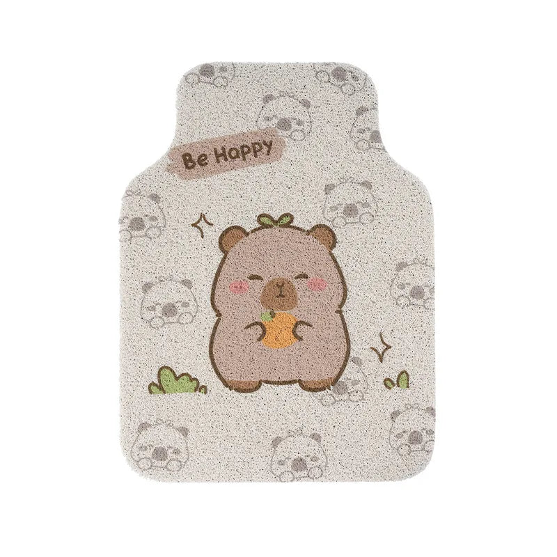 Premium Capybara Cute Cartoon Car Floor Mat Anti Slip Dirt Resistant Universal Silk Ring Foot Mat For Vehicle Interior Protection for Cars, Trucks & SUVs