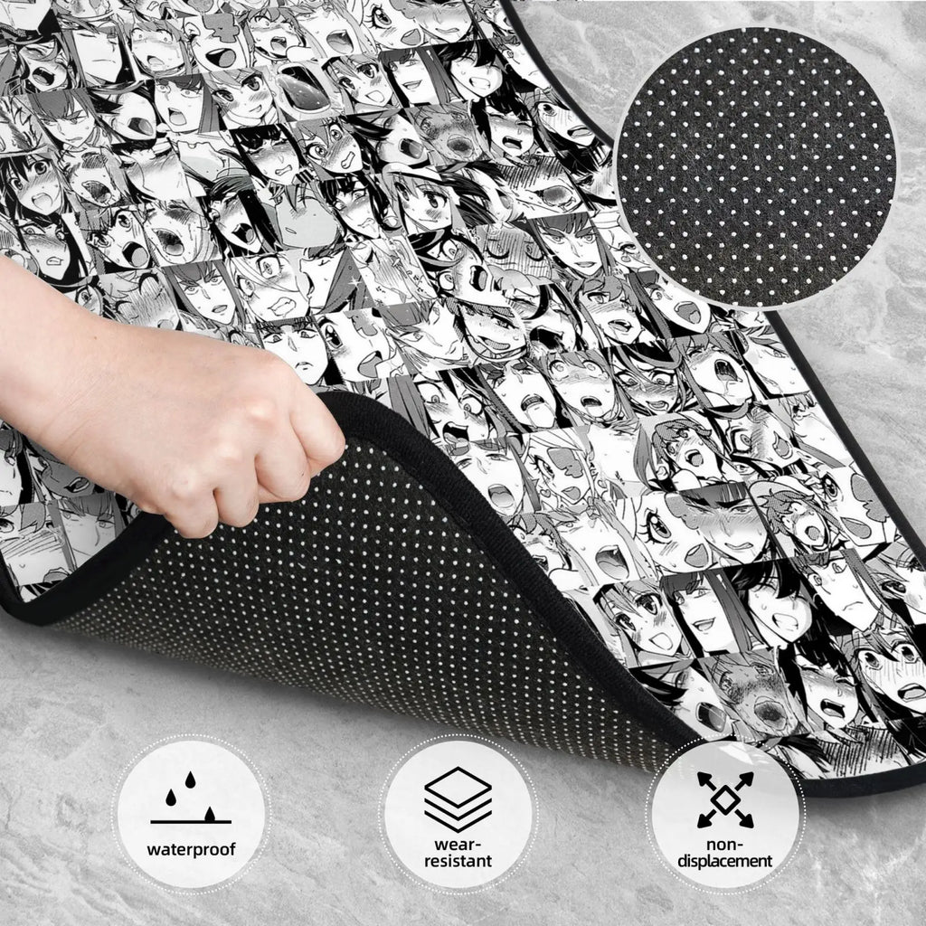 Premium Black Anime Girls Print 4Pcs Crystal Velvet Car Floor Mats Set Of Four Anti Fouling Car Mats Carpet Anti Slip Car Floor Mat for Cars, Trucks & SUVs