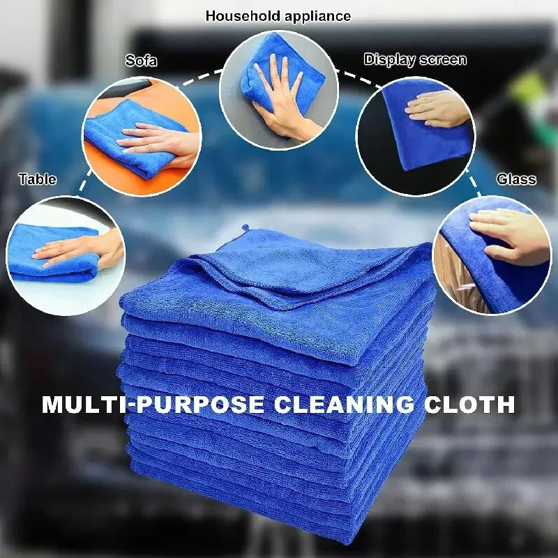 Premium 200Pcs Microfiber Towels Car Wash Drying Cloth Blue Car Care Detailing Cleaning Polishing Duster Home Kitchen Washing Rags for Cars, Trucks & SUVs