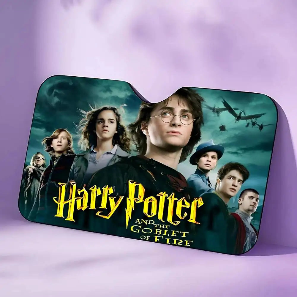 Premium Auto Windshield Sun Shade Personalized Picture Block Uv Rays Sun Visor Protector Car Sunshade Movie H H H Harry Logo Potteres for Cars, Trucks & SUVs