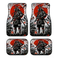 Premium 4 Pack Samurai Warrior Print Car Mats, Non Slip, Washable, Fashionable Interior Protection For Cars, Trucks  All Season Gift for Cars, Trucks & SUVs