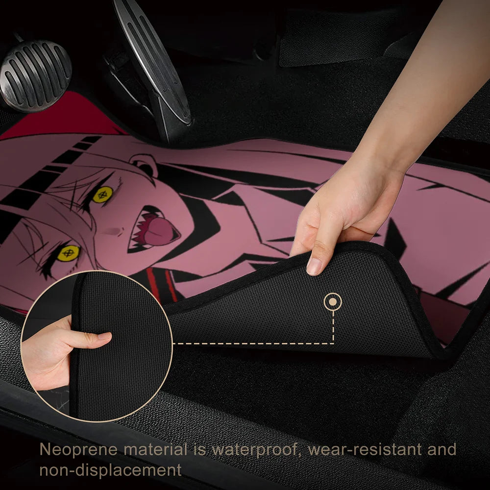 Premium Anime Chainsaw Man Universal Fit Front/Rear 4 Pcs Horrible Full Set Print Custom Design Carpet Car Suv Truck Floor Mats Doormat for Cars, Trucks & SUVs
